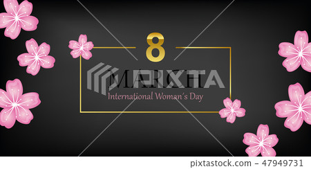 womans day 8th march black greeting card with pink cherry blossom womans day 8th march black greeting card with pink cherry blossom 47949731
