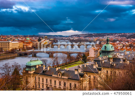 landscape of Bridges over Vltava river in Prague 47950061