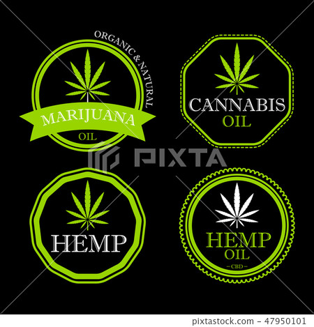 Marijuana leaf. Medical cannabis. Hemp oil. Natural cannabis. Icon product label and logo graphic Marijuana leaf. Medical cannabis. Hemp oil. Natural cannabis. Icon product label and logo graphic 47950101