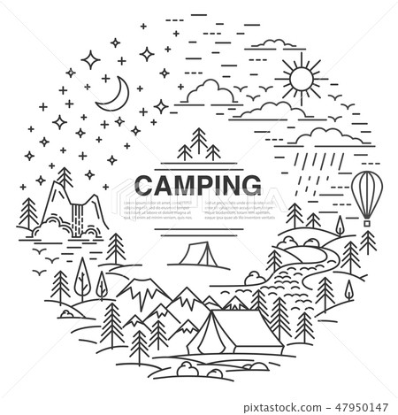 Flat line style travel banner 47950147