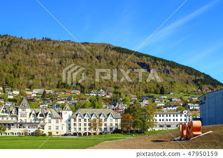 Landscape in the fairytale village of Voss in the small city of Norway 47950159