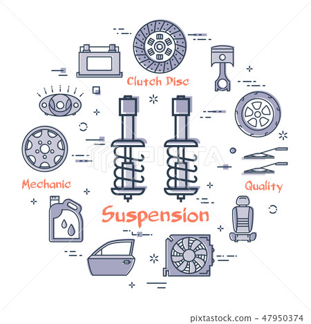 Vector round banner of suspension - car part 47950374