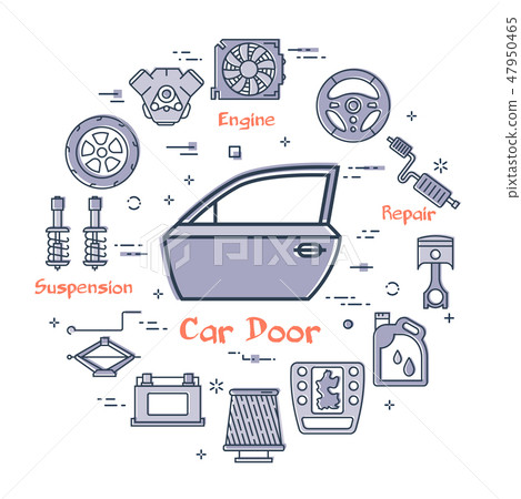 Vector linear round banner of car door 47950465