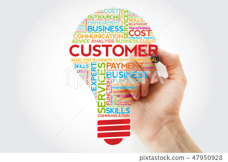 Customer bulb word cloud with marker 47950928