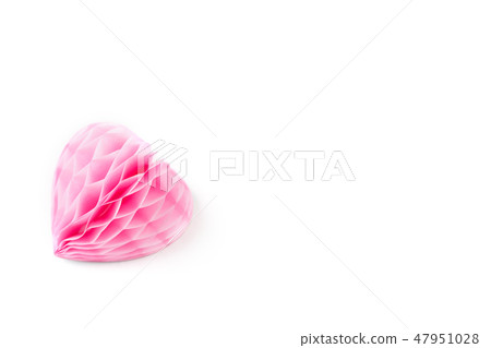 A lush pink paper heart on a white background. A lush pink paper heart on a white background. 47951028