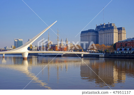 Puente de la Mujer, spanish for Woman's Bridge over Rio de la Plata river, Puerto Madero, Buenos 47951137