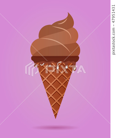 Chocolate ice cream in waffle cone, dairy product. Ice cream scoop image in flat style. Vector Chocolate ice cream in waffle cone, dairy product. Ice cream scoop image in flat style. Vector 47951431