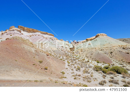 Colorful Cerro Siete Colores, Seven 7 Colors Mountain in the andean precordillera near Uspallata 47951500