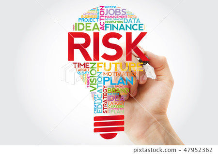 RISK bulb word cloud collage with marker RISK bulb word cloud collage with marker 47952362