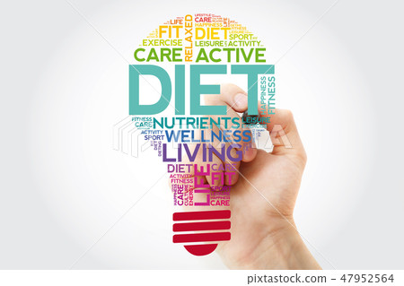 DIET bulb word cloud with marker 47952564