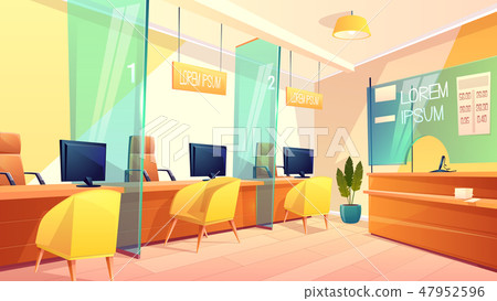 Vector bank office, counters for managers, clients 47952596
