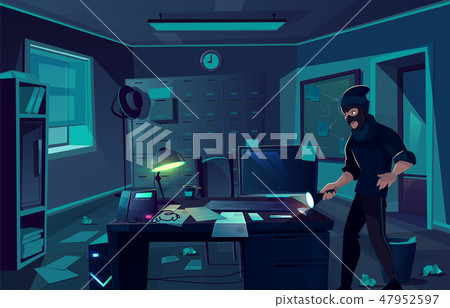 Night robbery in cabinet of private detective Night robbery in cabinet of private detective 47952597