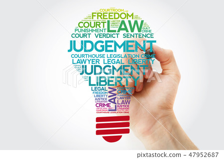 Judgement bulb word cloud collage Judgement bulb word cloud collage 47952687
