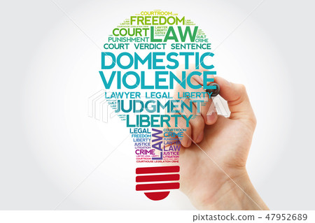 Domestic Violence bulb word cloud collage Domestic Violence bulb word cloud collage 47952689