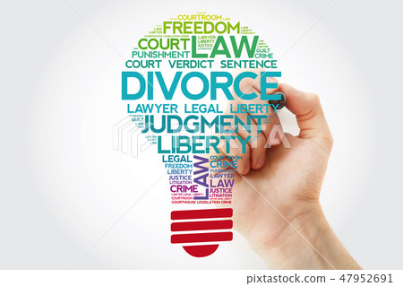 Divorce bulb word cloud collage with marker 47952691