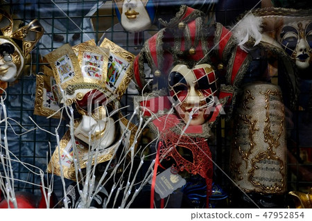 Masks in the shop window Masks in the shop window 47952854