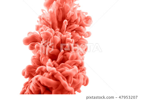 colorful ink isolated on white background. coral drop swirling under water. Cloud of ink in water. colorful ink isolated on white background. coral drop swirling under water. Cloud of ink in water. 47953207