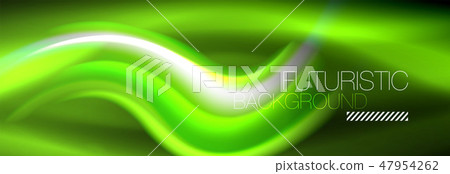 Fluid color neon wave lines background, neon liquid color futuristic paint template 47954262