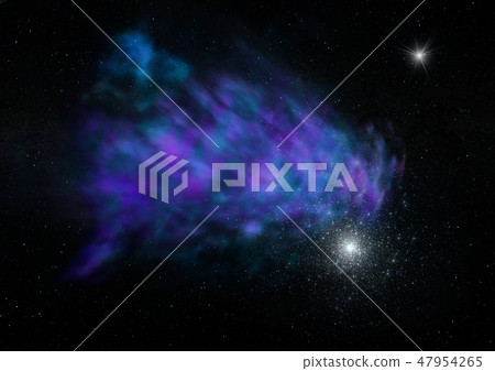 Star field in space and a nebulae. 3D rendering Star field in space and a nebulae. 3D rendering 47954265