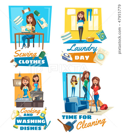 Sewing and laundry, cooking, cleaning service Sewing and laundry, cooking, cleaning service 47955779