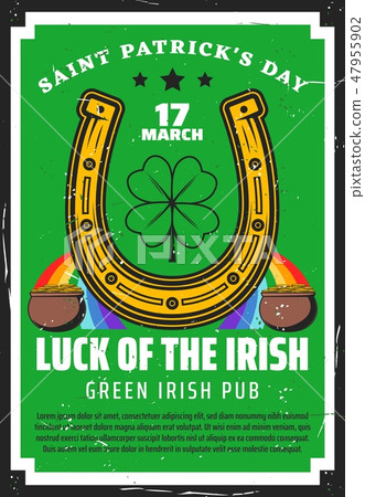 St Patricks Day gold pot, clover and horseshoe 47955902