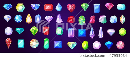 Gems, diamond and ruby vector precious stones 47955984