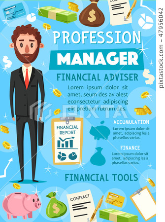 Businessman or manager, financial tools, vector 47956042