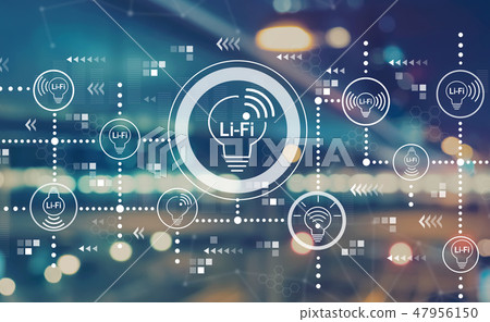 LiFi theme with blurred city lights 47956150