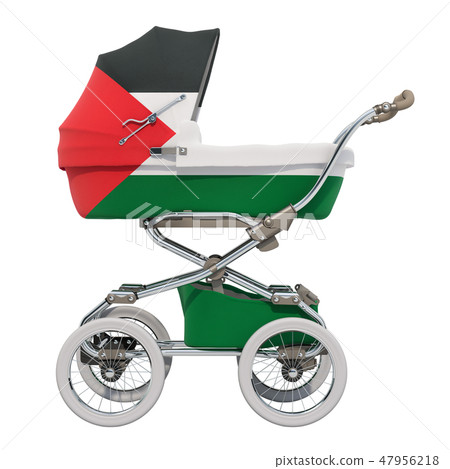 Baby stroller with Palestinian flag texture Baby stroller with Palestinian flag texture 47956218