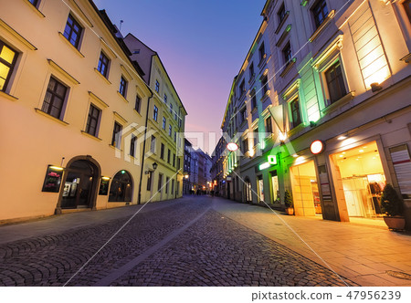 Colorful street in Brno, in the evening. 47956239