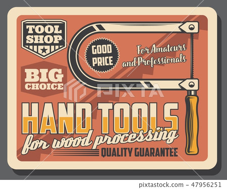 Bow saw or manual fretsaw tool, retro vector Bow saw or manual fretsaw tool, retro vector 47956251
