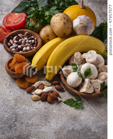 Products with potassium. Healthy food concept 47957077