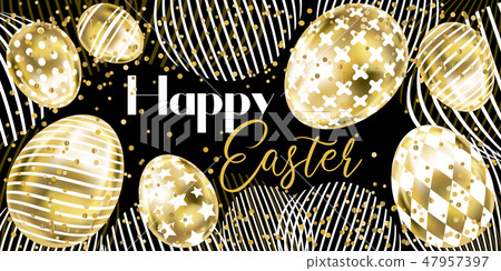 Happy Easter banner in vintage style 47957397