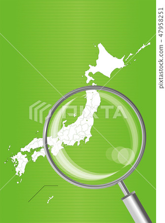 Map of Japan (green): Map of the Kanto · Tohoku regions enlarged with a magnifying glass | Japan Archipelago Vector Data 47958251