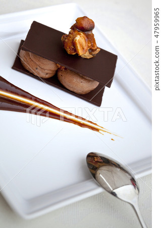 Chocolate dessert on a plate Chocolate dessert on a plate 47959965