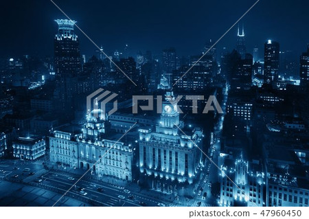 Shanghai aerial night view Shanghai aerial night view 47960450
