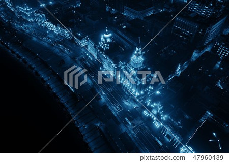 Shanghai aerial night view Shanghai aerial night view 47960489