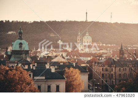 Prague skyline rooftop view dome Prague skyline rooftop view dome 47961020