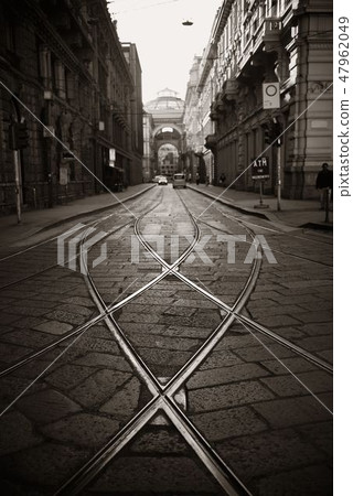 Tram track in Milan Street Tram track in Milan Street 47962049