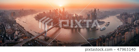 Chongqing urban architecture sunset 47963140