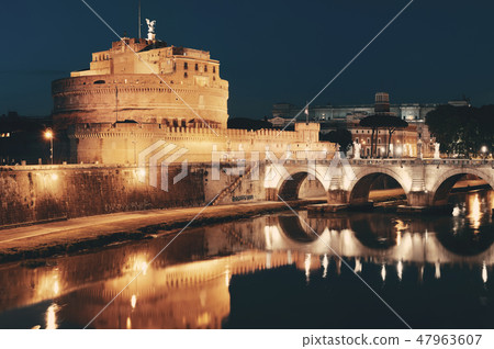 Castel Sant Angelo and River Tiber Rome Castel Sant Angelo and River Tiber Rome 47963607