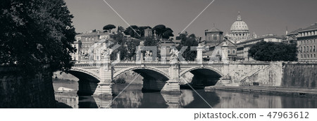 Rome River Tiber panorama Rome River Tiber panorama 47963612