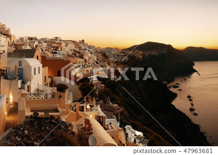 Santorini skyline sunrise Santorini skyline sunrise 47963681