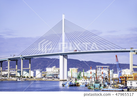 Landmark of Fukuoka city Beautiful Araru Ohashi Bridge Landmark of Fukuoka city Beautiful Araru Ohashi Bridge 47965517