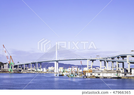 Landmark of Fukuoka city Beautiful Araru Ohashi Bridge 47966365