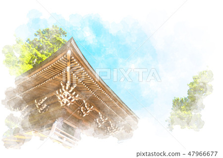 Takao mountain meditation watercolor painting Takao mountain meditation watercolor painting 47966677