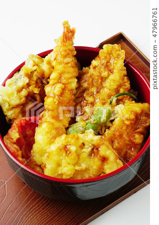 Bowl of rice and fried fish 47966761