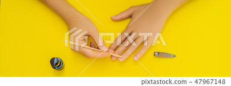 Woman Hands Care. Top View Of Beautiful Smooth Woman's Hands With Professional Nail Care Tools For 47967148