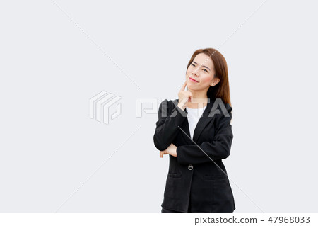 asian business woman thinking and smile 47968033
