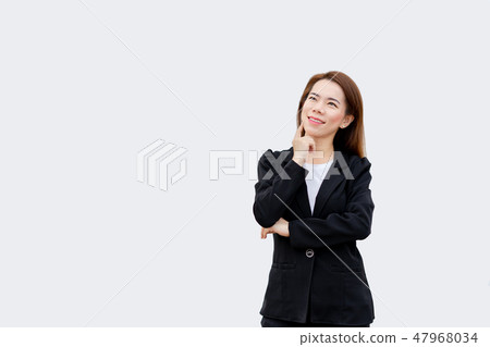 asian business woman thinking and smile asian business woman thinking and smile 47968034